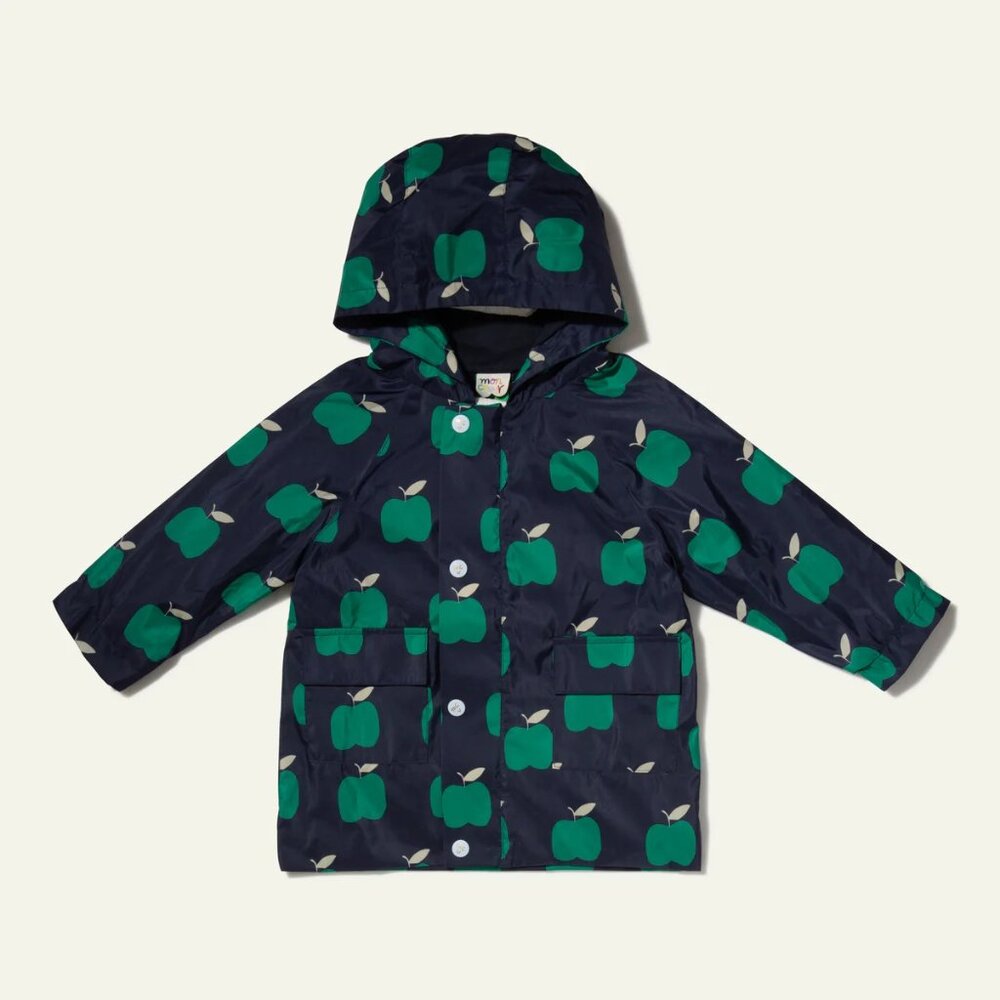NWT! Mon Coeur 18/24M Unisex Baby/Toddler Raincoat in Blue Ribbon Apple Fabric
